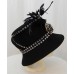 Donna Vinci 's Black Embellished Felt Church/Derby/Event Hat with Feathers  eb-37692199